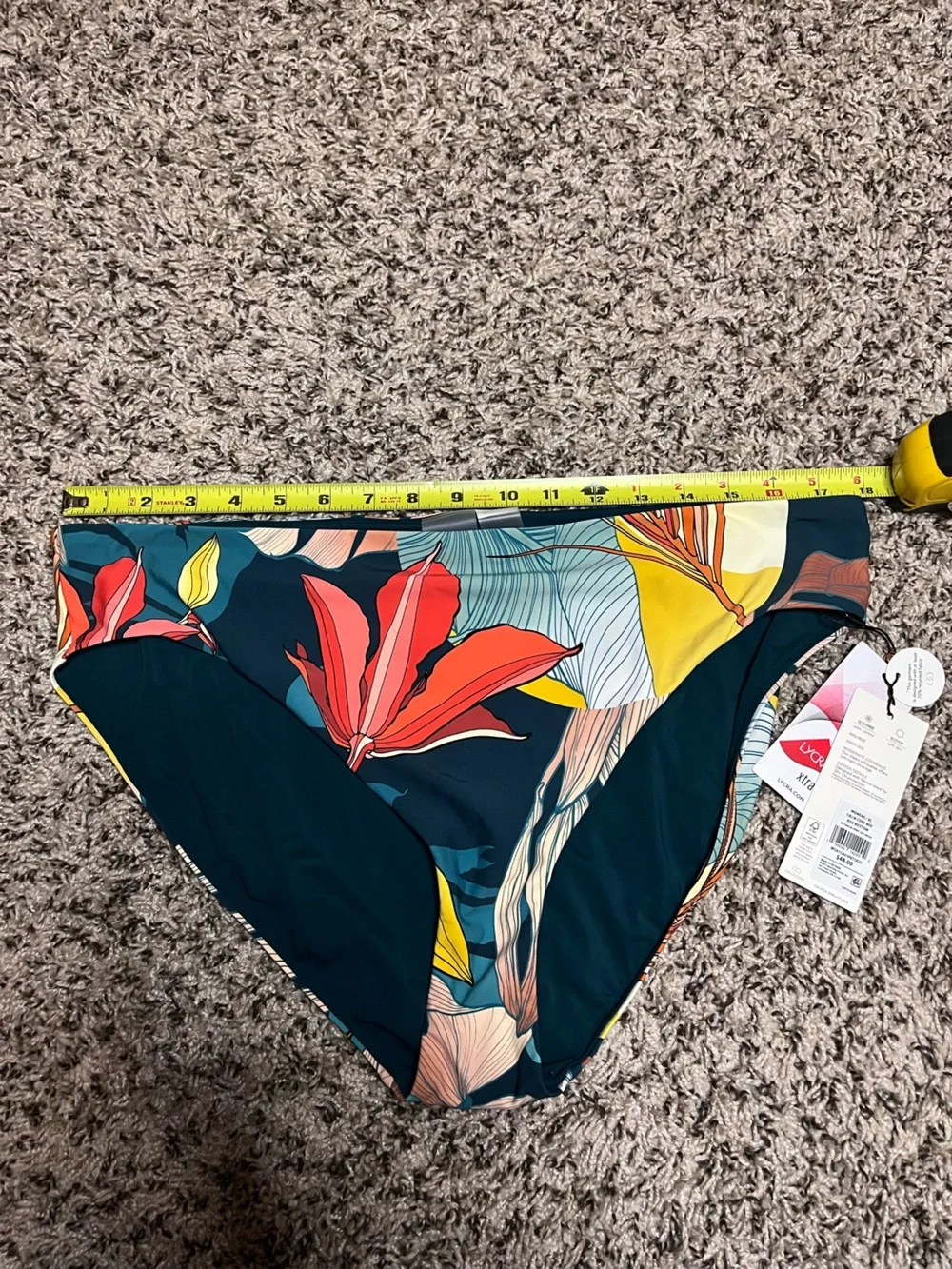 CALIA Women Tropical Floral Mid-Rise Bikini‎ Bottom Teal XL WSA15401PRTSP25